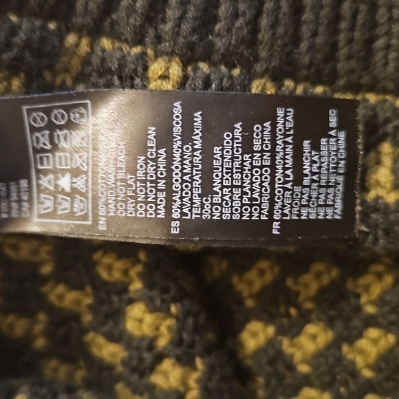 Olive Green Black Knit Crew Neck Sweater, S - Picture 7 of 7